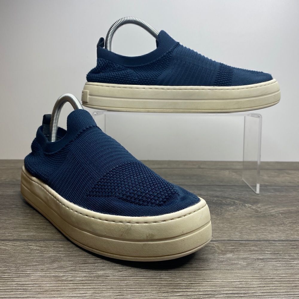 J / SLIDES HILO PLATFORM NAVY BLUE SLIP ON SHOES SZ 10.
